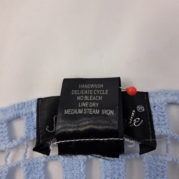Step In Style One Size Women's Crochet Baby Blue Blouse 100% Cotton - Picture 12 of 14